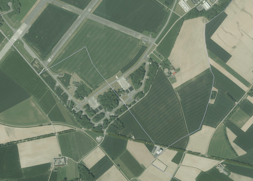 Détail du GeoPortail: en gris sont indiqués la frontière de l'actuel commune de Beauvechain