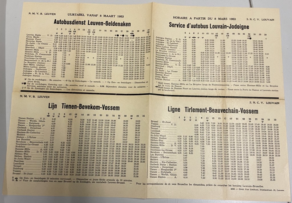 De Tram à Bus: horaire de&nbsp;1953